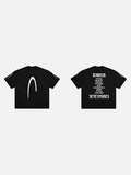DAXUEN black oversized inverted U-graphic T-shirt