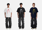DAXUEN black oversized inverted U-graphic T-shirt