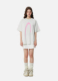 DAXUEN black oversized inverted U-graphic T-shirt