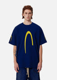 DAXUEN black oversized inverted U-graphic T-shirt