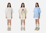 DAXUEN black oversized inverted U-graphic T-shirt
