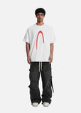 DAXUEN black oversized inverted U-graphic T-shirt