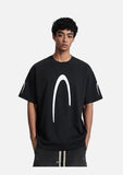 DAXUEN black oversized inverted U-graphic T-shirt