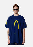 DAXUEN black oversized inverted U-graphic T-shirt