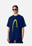 DAXUEN black oversized inverted U-graphic T-shirt