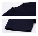 DAXUEN navy blue oversized italicized-serif graphic t-shirt