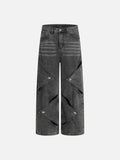DAXUEN Wide-leg jeans with cut-out panels and stone-washed finish
