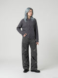 DAXUEN Wide-leg jeans with cut-out panels and stone-washed finish — model photo