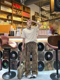 DAXUEN Short-sleeved chef's uniform top with plaid collar — model photo