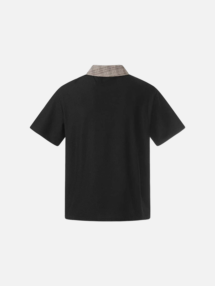 DAXUEN Short-sleeved chef's uniform top with plaid collar