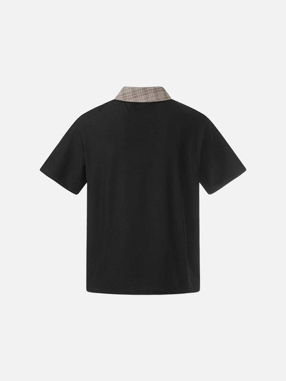 DAXUEN Short-sleeved chef's uniform top with plaid collar
