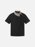 DAXUEN Short-sleeved chef's uniform top with plaid collar