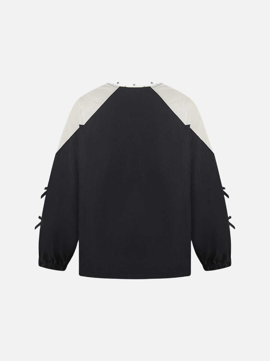 DAXUEN Black oversized pullover with kitten graphic and studs