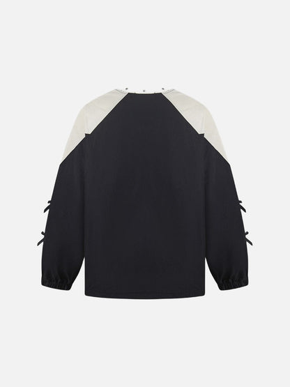 DAXUEN Black oversized pullover with kitten graphic and studs