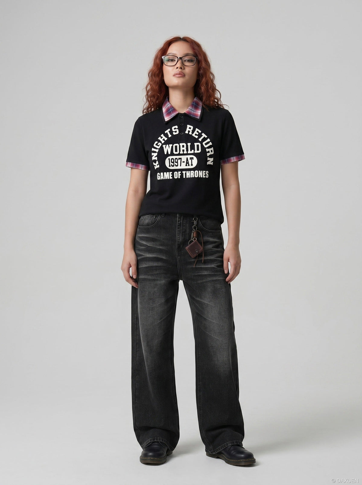 DAXUEN Short-sleeved polo shirt with graphic print — model photo