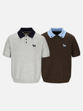 DAXUEN Knitted polo shirt with a dog logo