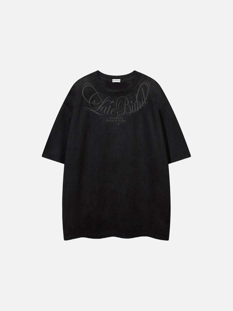 DAXUEN Oversized short-sleeved t-shirt with script graphic