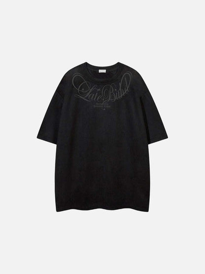 DAXUEN Oversized short-sleeved t-shirt with script graphic