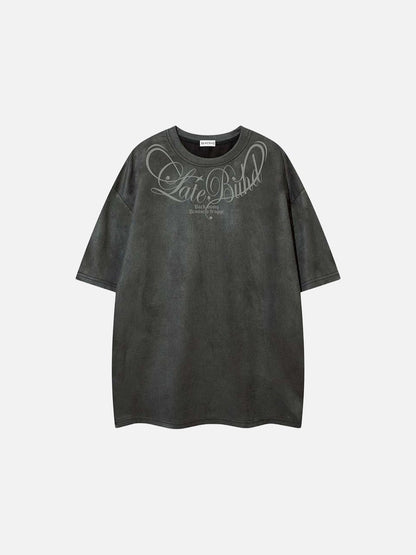 DAXUEN Oversized short-sleeved t-shirt with script graphic