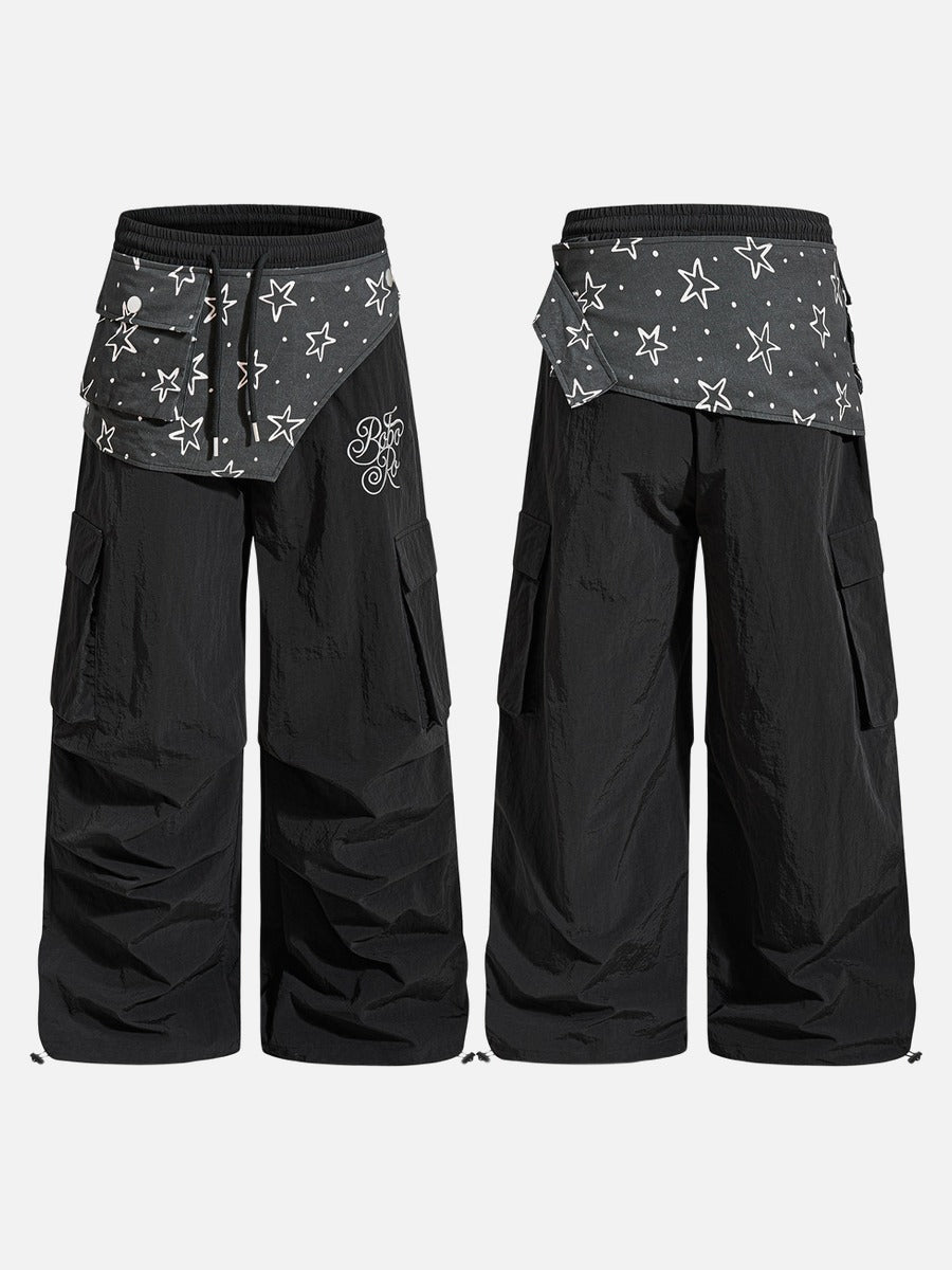 Layered Black Cargo Star Pants