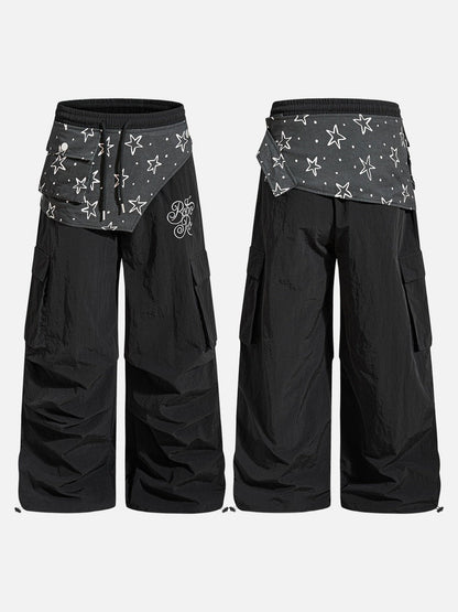 Layered Black Cargo Star Pants