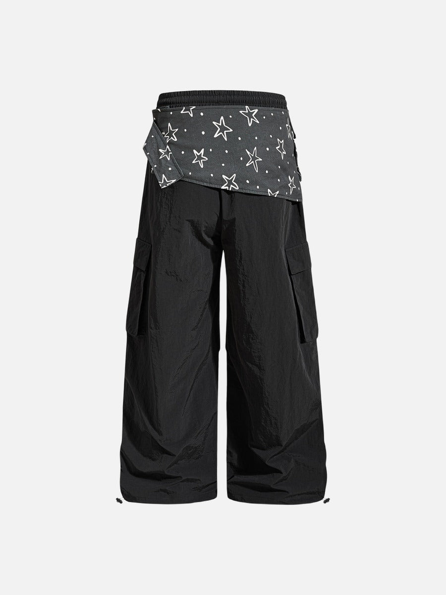 Layered Black Cargo Star Pants
