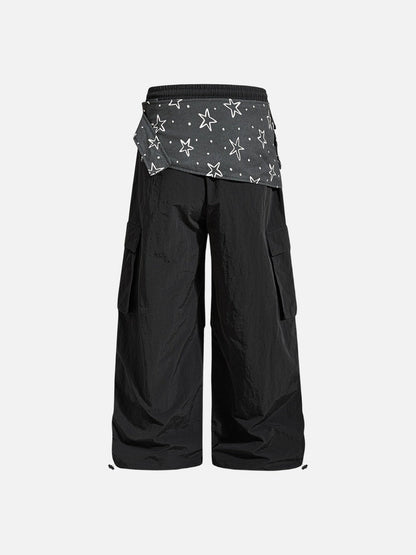 Layered Black Cargo Star Pants