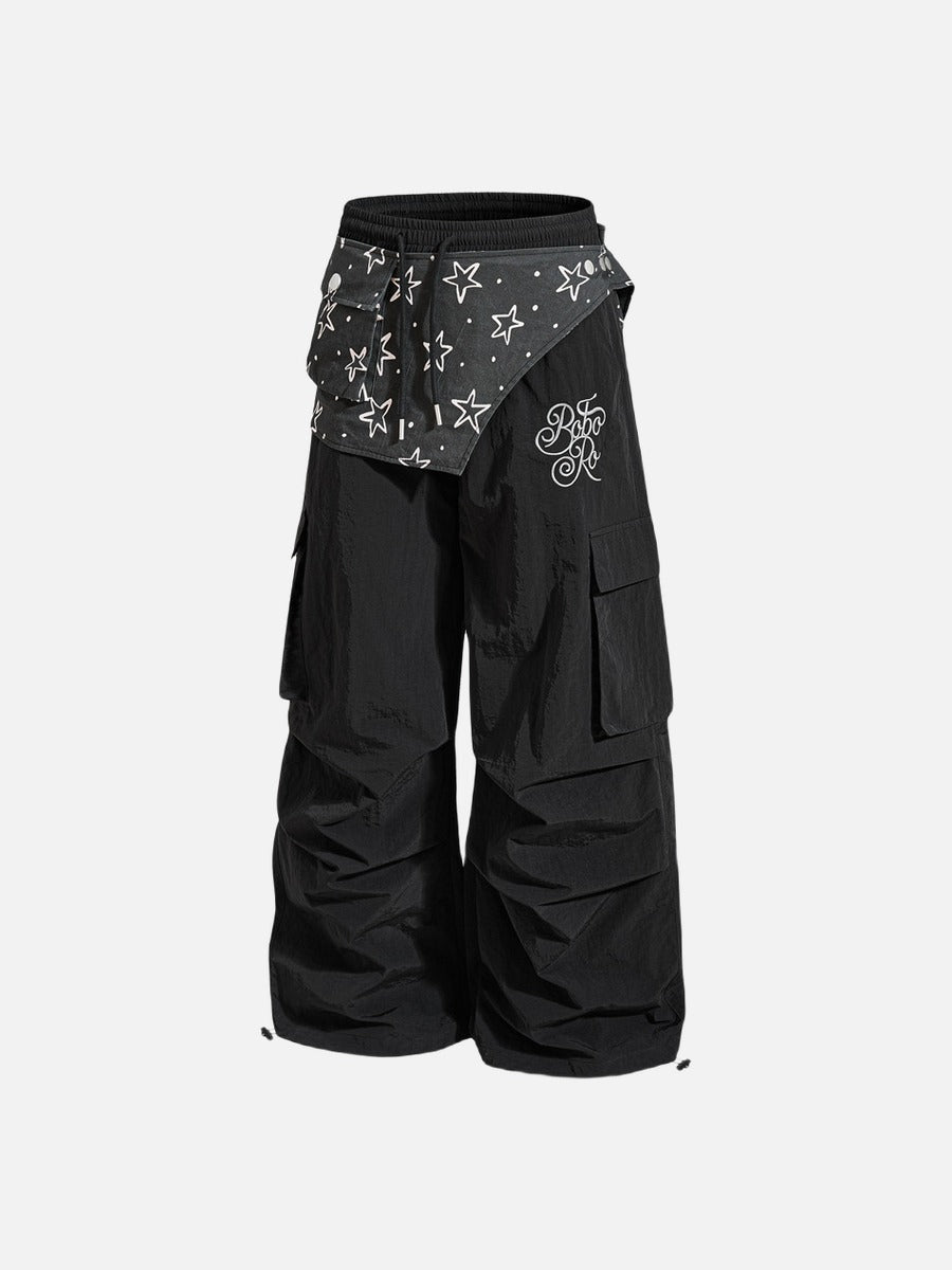 Layered Black Cargo Star Pants