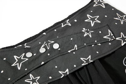 Layered Black Cargo Star Pants