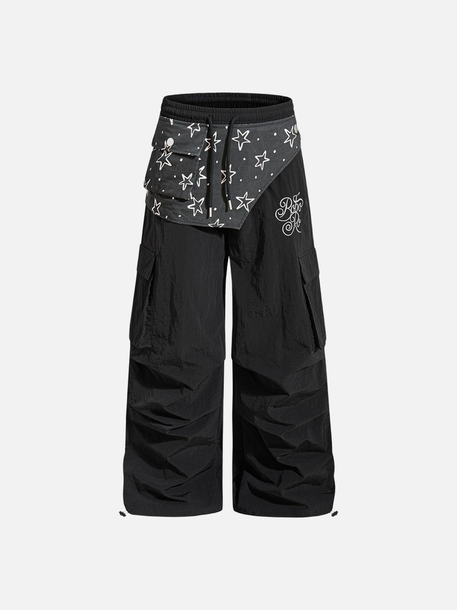 Layered Black Cargo Star Pants
