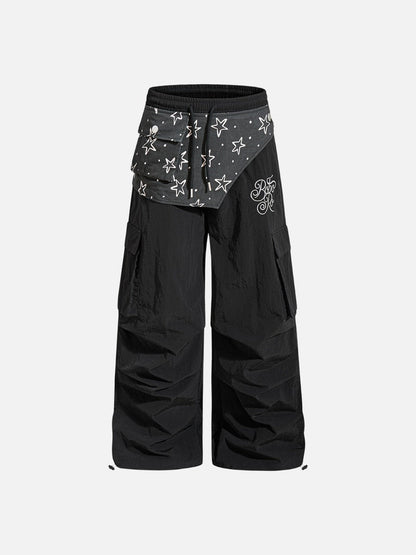 Layered Black Cargo Star Pants