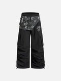 DAXUEN black oversized cargo pants with star-patterned waist panel