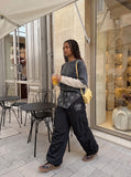 Layered Black Cargo Star Pant