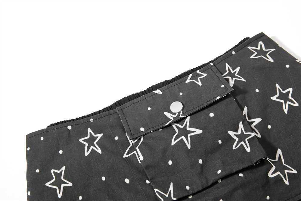 Layered Black Cargo Star Pants