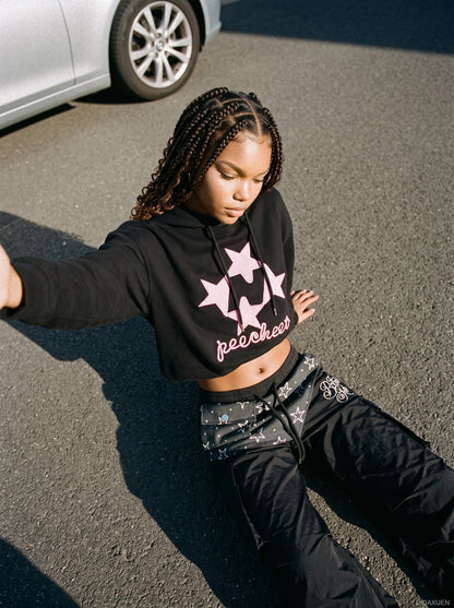 Layered Black Cargo Star Pants