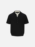 DAXUEN Men's short-sleeved black knit polo shirt