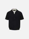 DAXUEN Men's short-sleeved black knit polo shirt