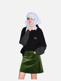 DAXUEN black layered long-sleeve tee with striped sleeves