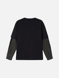 DAXUEN black layered long-sleeve tee with striped sleeves