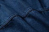 DAXUEN dark blue denim and plaid layered look shirt