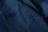 DAXUEN dark blue denim and plaid layered look shirt