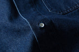 DAXUEN dark blue denim and plaid layered look shirt