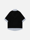 DAXUEN Layered cartoon embroidered V-neck short-sleeved top