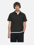 DAXUEN dark charcoal grey layered collar polo shirt