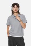 DAXUEN dark charcoal grey layered collar polo shirt