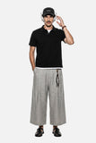 DAXUEN dark charcoal grey layered collar polo shirt