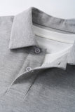 DAXUEN dark charcoal grey layered collar polo shirt