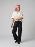 DAXUEN Layered collar loose-fit polo shirt — model photo