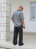 DAXUEN Layered contrast color short-sleeved t-shirt — model photo