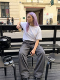 DAXUEN Layered contrast short-sleeve T-shirt — model photo